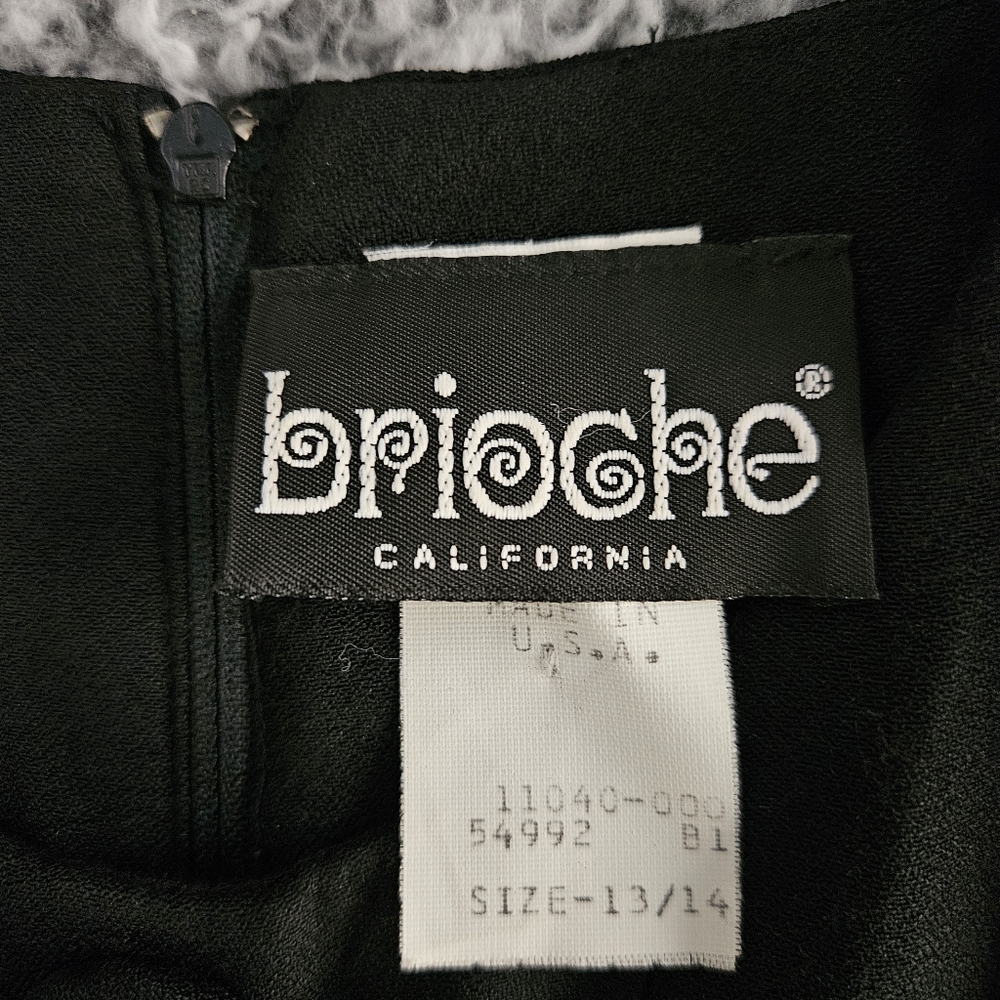 Vintage Brioche Black Midi Dress US XS S Long Sleeve Witchy Wednesday Addams - Picture 2 of 14